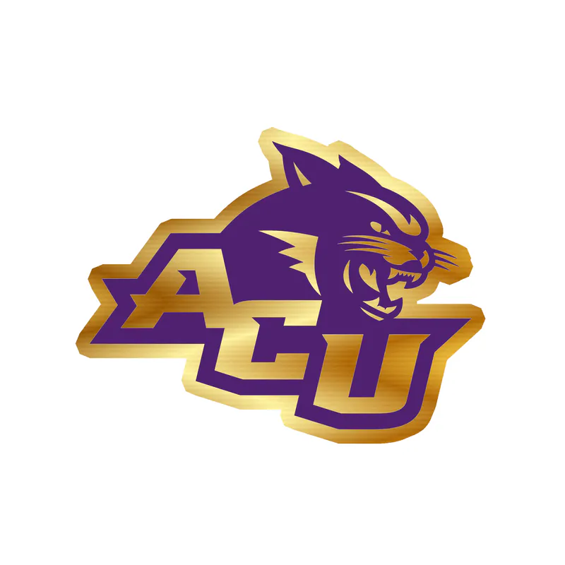 Abilene Wildcats - Wildcat With ACU - Full Color Sticker - Gold Chrome Vinyl Sticker - Custom Size