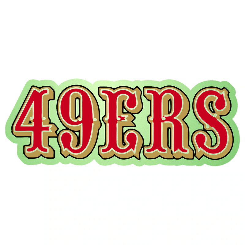 San Francisco 49ers - Gold and Red Lettering - Glow in the Dark Vinyl Sticker - Custom Size