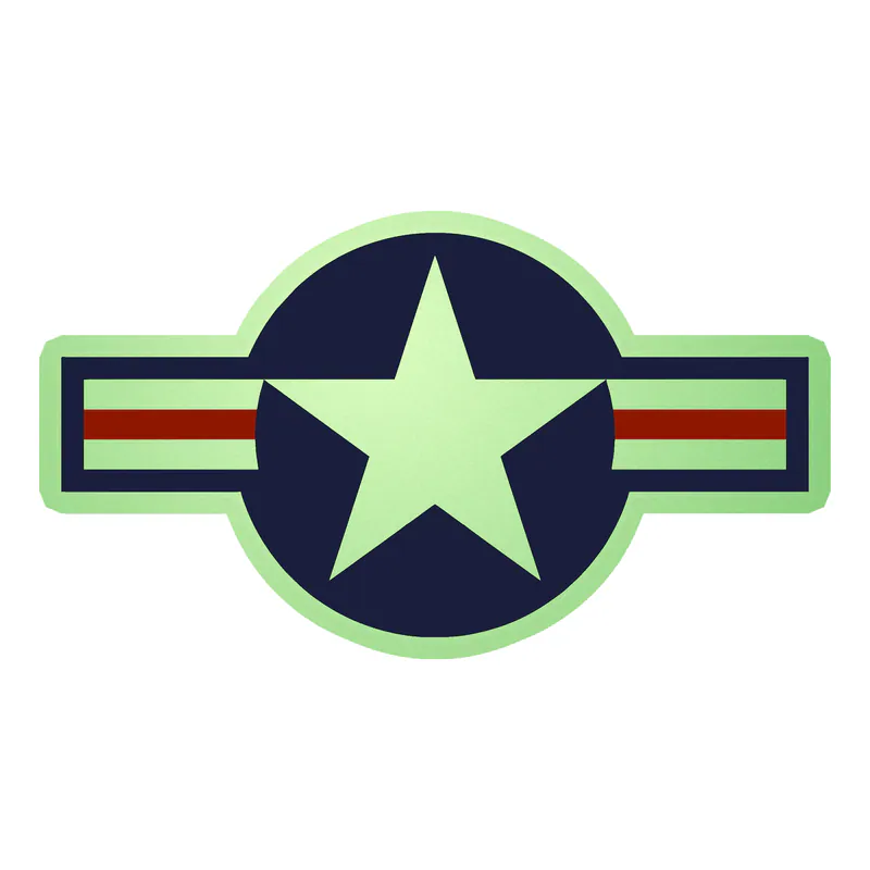 Air Force Roundel Glow in the Dark Vinyl Decal- Custom Size