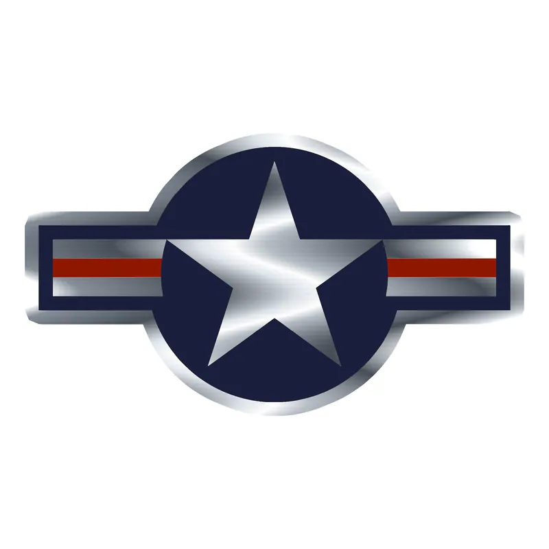 Air Force Roundel Silver Chrome Vinyl Decal- Custom Size