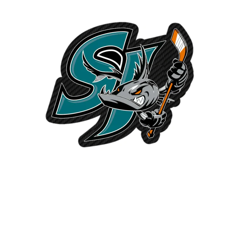 San Jose Sharks - SJ With Shark And Hockey Stick - Carbon Fiber Vinyl Sticker - Custom Size
