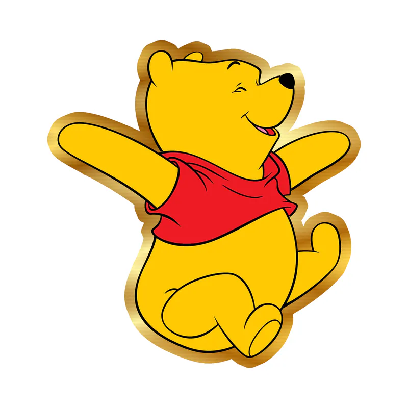 Winnie The Pooh - Gold Chrome Vinyl Sticker - Custom Size