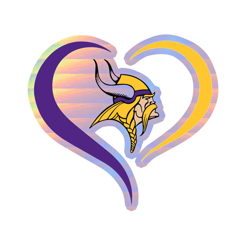 Minnesota Vikings - Heart - Holographic Vinyl Sticker - Custom Size