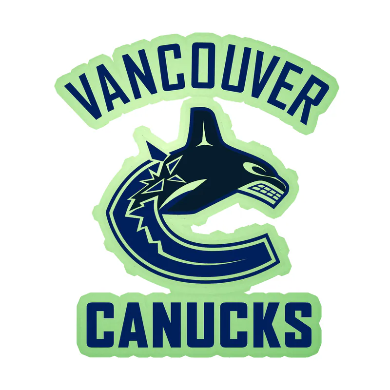 Vancouver Canucks - C With Name - Glow in the Dark Vinyl Sticker - Custom Size