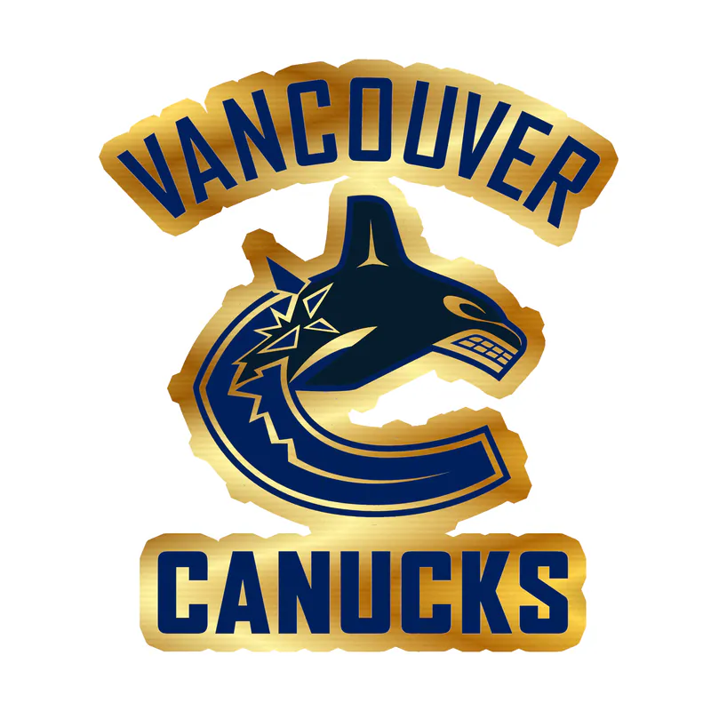 Vancouver Canucks - C With Name - Gold Chrome Vinyl Sticker - Custom Size