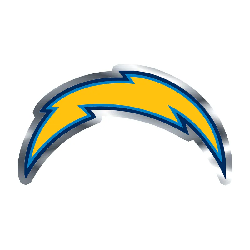 Los Angeles Chargers Silver Chrome Vinyl Sticker - Old Logo - Custom Size