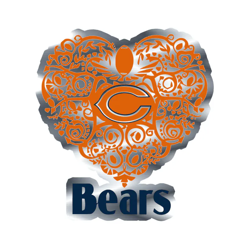Chicago Bears - Bear Head - Image 6 - Silver Chrome Vinyl Sticker - Custom Size