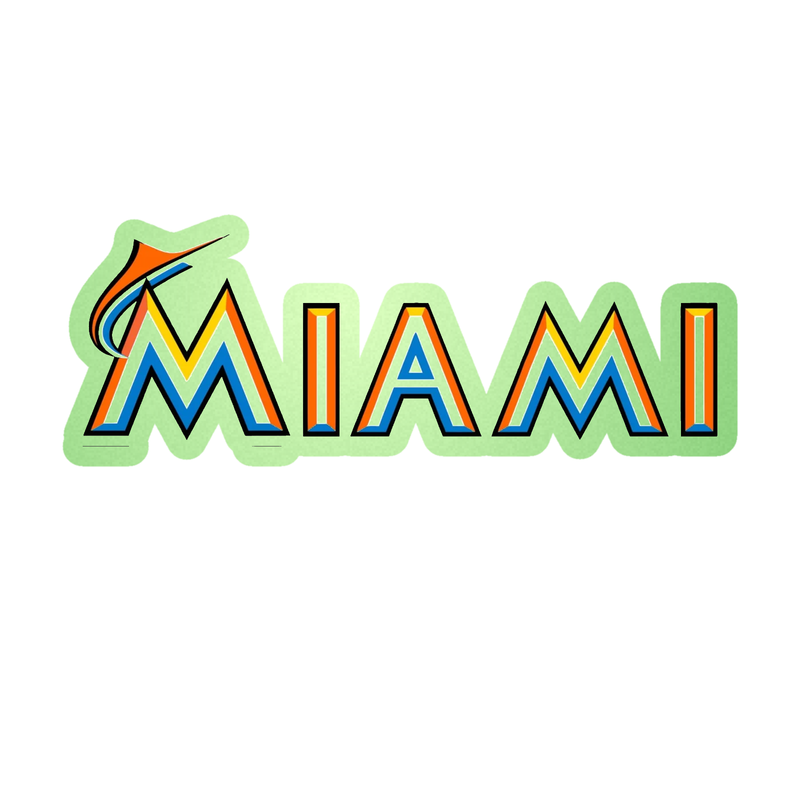 Miami Marlins - White Miami - Glow in the Dark Vinyl Sticker - Custom Size