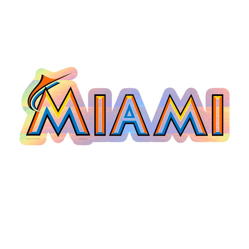 Miami Marlins - White Miami - Holographic Vinyl Sticker - Custom Size