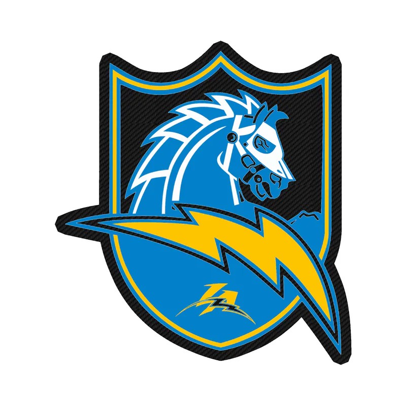 Los Angeles Chargers - Light Horse Shield - Carbon Fiber Vinyl Sticker - Custom Size