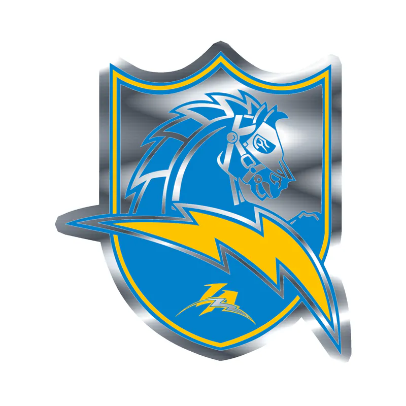 Los Angeles Chargers - Light Horse Shield - Silver Chrome Vinyl Sticker - Custom Size