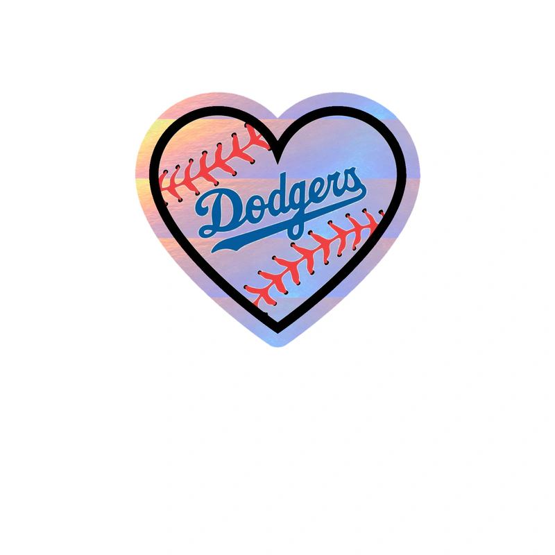 Los Angeles Dodgers - Heart Dodgers In Middle - Holographic Vinyl Sticker - Custom Size