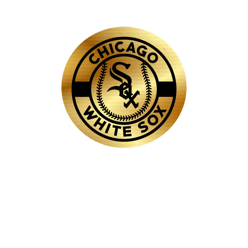 Chicago White Sox - White And Black Circle - Gold Chrome Vinyl Sticker - Custom Size