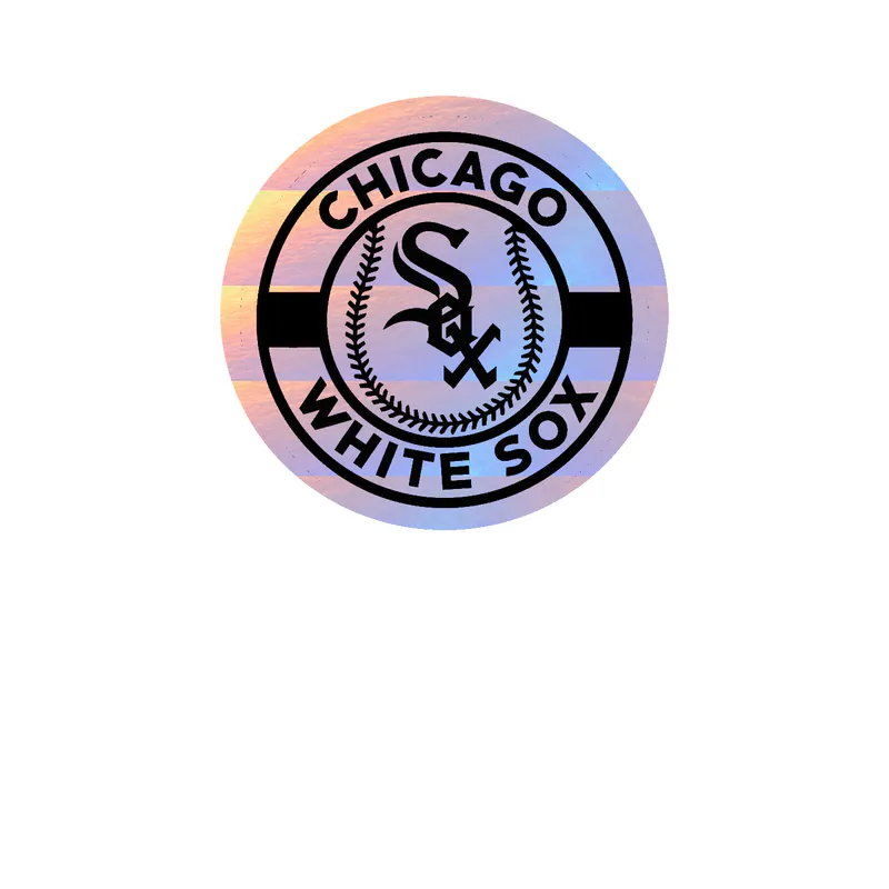 Chicago White Sox - White And Black Circle - Holographic Vinyl Sticker - Custom Size