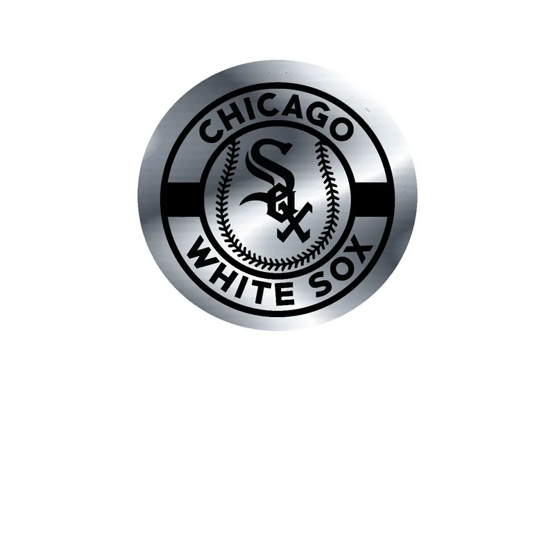 Chicago White Sox - White And Black Circle - Silver Chrome Vinyl Sticker - Custom Size