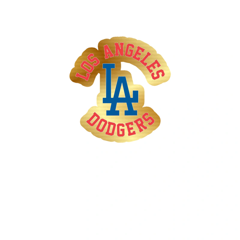 Los Angeles Dodgers - LA With Name - Gold Chrome Vinyl Sticker - Custom Size