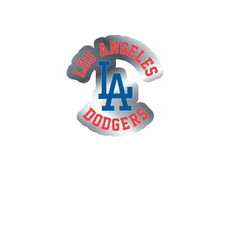 Los Angeles Dodgers - LA With Name - Silver Chrome Vinyl Sticker - Custom Size