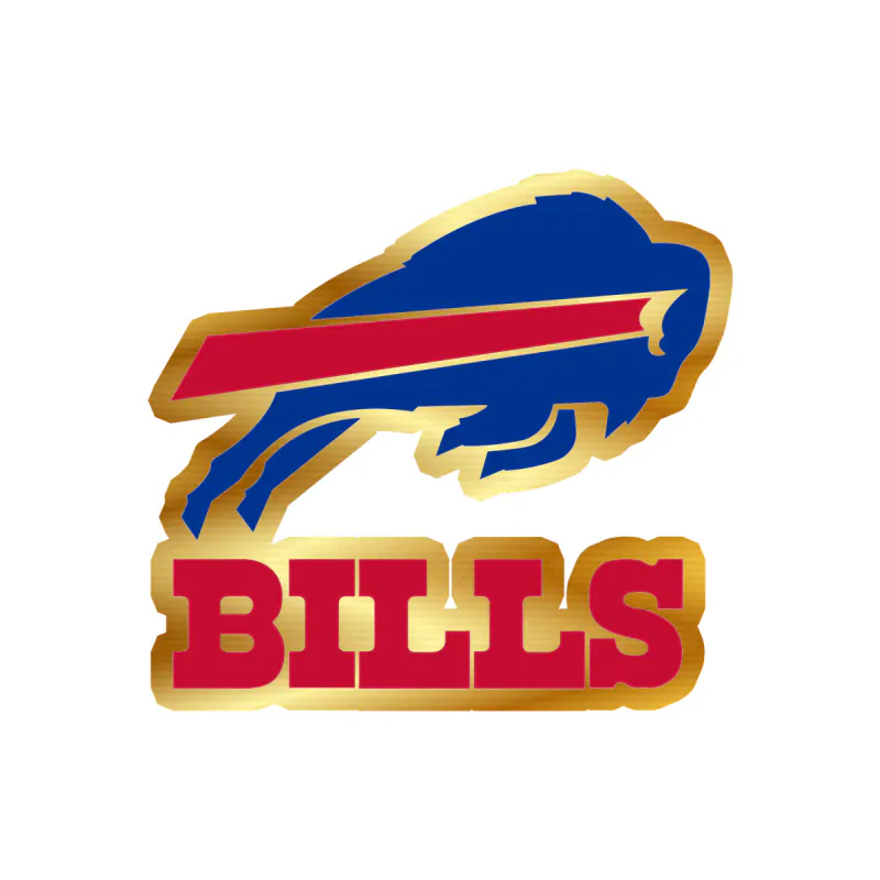 Buffalo Bills - Red Stripe With Bills Gold Chrome Vinyl Sticker - Custom Size
