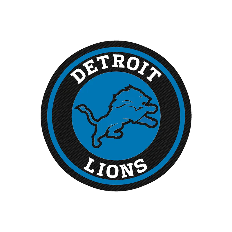 Detroit Lions - Black And Blue Circle - Carbon Fiber Vinyl Sticker - Custom Size