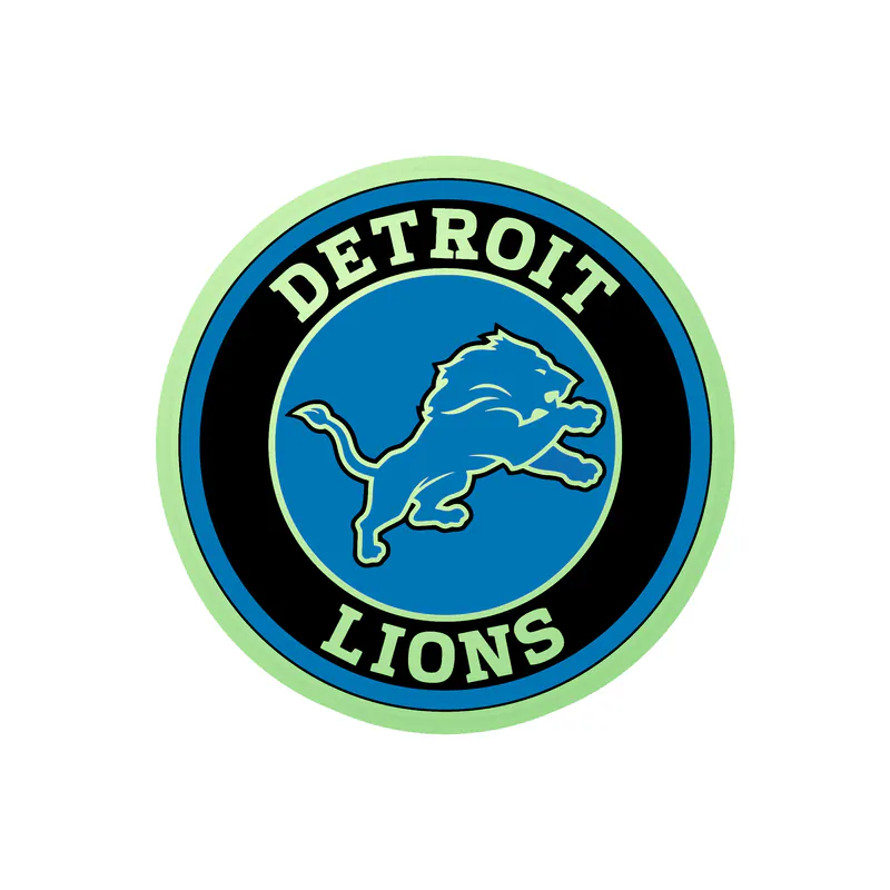 Detroit Lions - Black And Blue Circle - Glow in the Dark Vinyl Sticker - Custom Size
