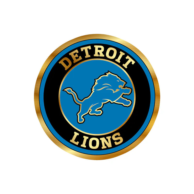 Detroit Lions - Black And Blue Circle - Gold Chrome Vinyl Sticker - Custom Size