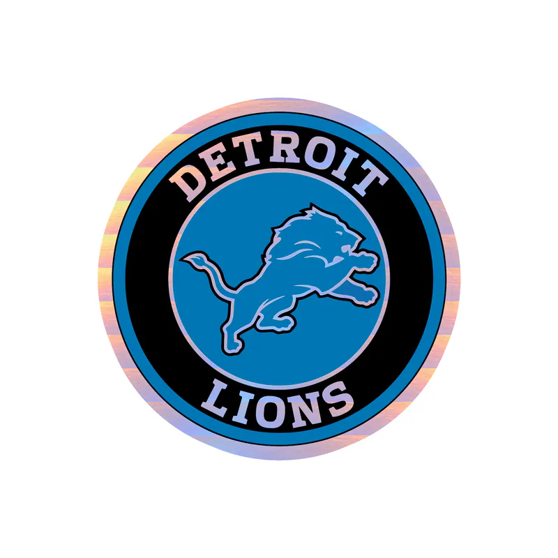 Detroit Lions - Black And Blue Circle - Holographic Vinyl Sticker - Custom Size