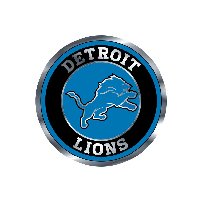 Detroit Lions - Black And Blue Circle - Silver Chrome Vinyl Sticker - Custom Size