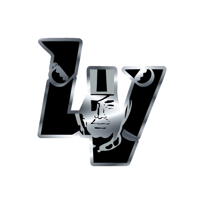 Las Vegas Raiders - LV -  Silver Chrome Vinyl Sticker - Custom Size