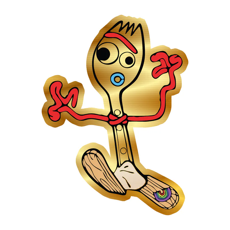 Toy Story Forky Gold Chrome Vinyl Sticker - Custom Size