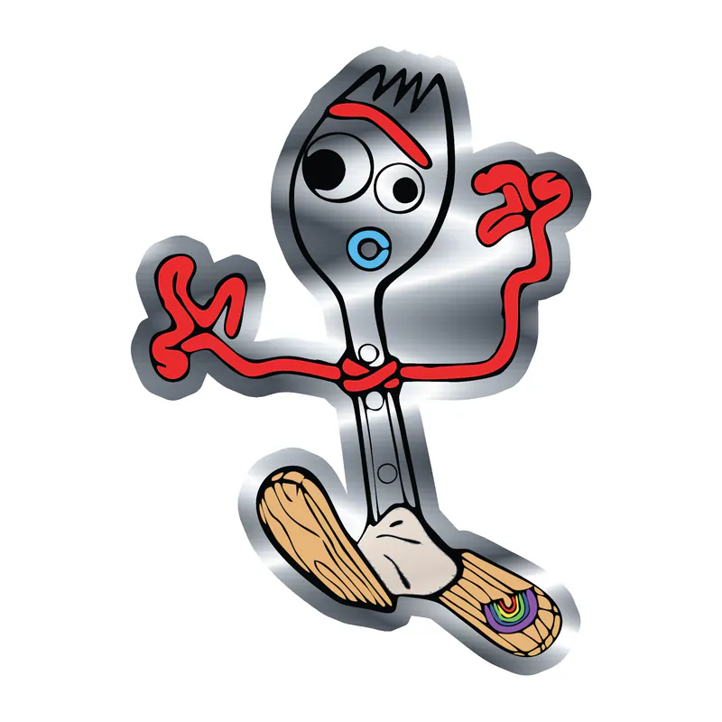 Toy Story Forky Silver Chrome Vinyl Sticker - Custom Size