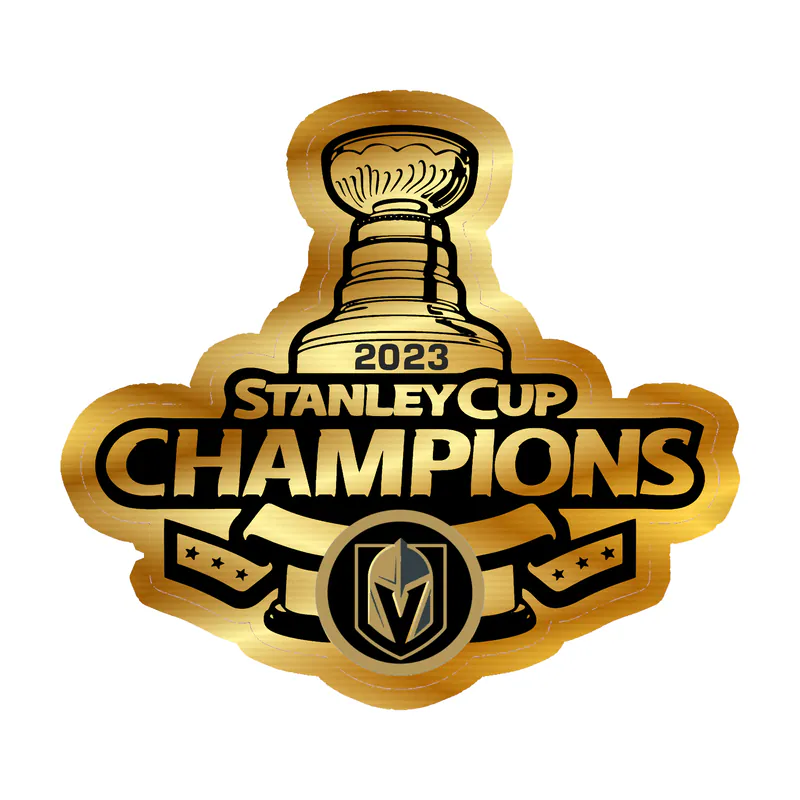 Vegas Golden Knights - 2023 Stanley Cup Champions - Gold Chrome Vinyl Sticker - Custom Size