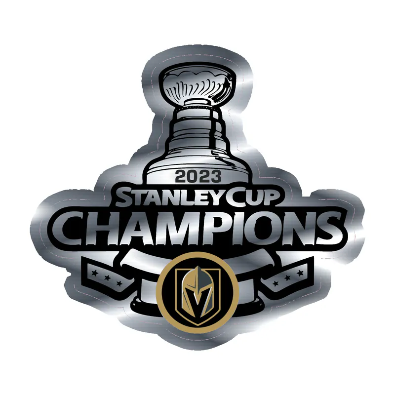 Vegas Golden Knights - 2023 Stanley Cup Champions - Silver Chrome Vinyl Sticker - Custom Size