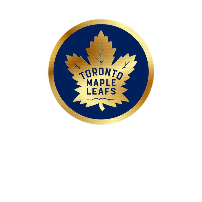 Toronto Maple Leafs - Dark Blue With White Leaf - Gold Chrome Vinyl Sticker - Custom Size