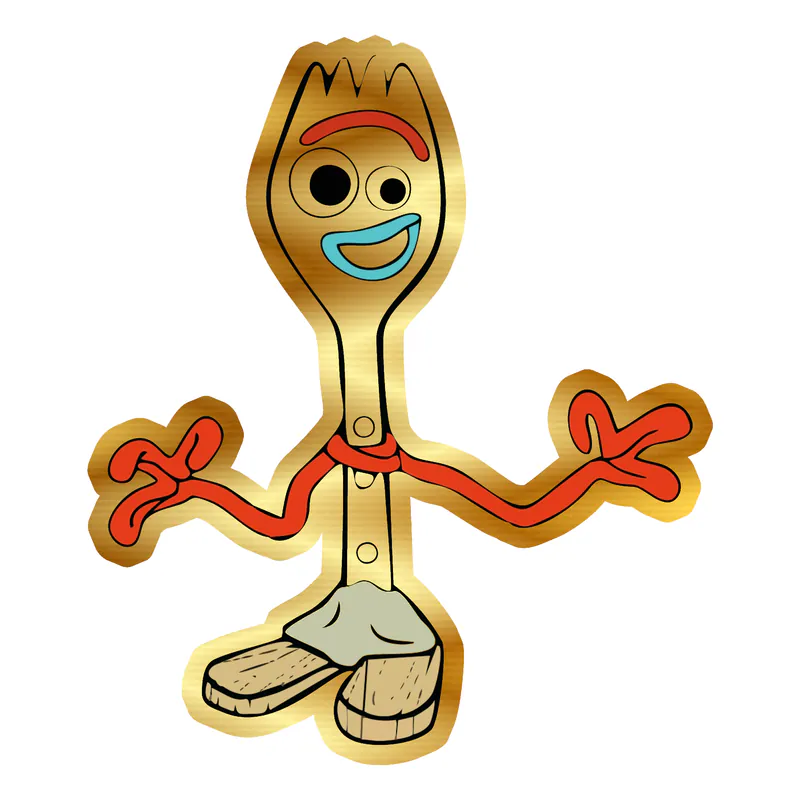 Toy Story Forky Gold Chrome Vinyl Sticker - Custom Size