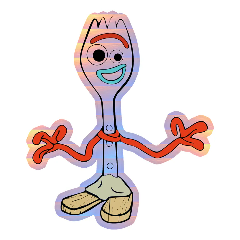Toy Story Forky Holographic Vinyl Sticker - Custom Size