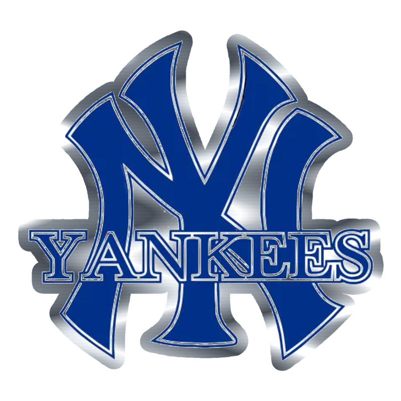 New York Yankees - Blue NY With Yankees - Silver Chrome Vinyl Sticker - Custom Size