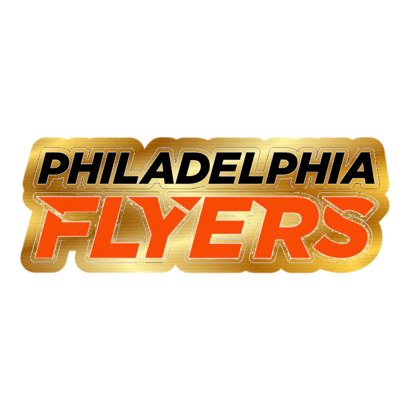 Philadelphia Flyers - Name - Gold Chrome Vinyl Sticker - Custom Size