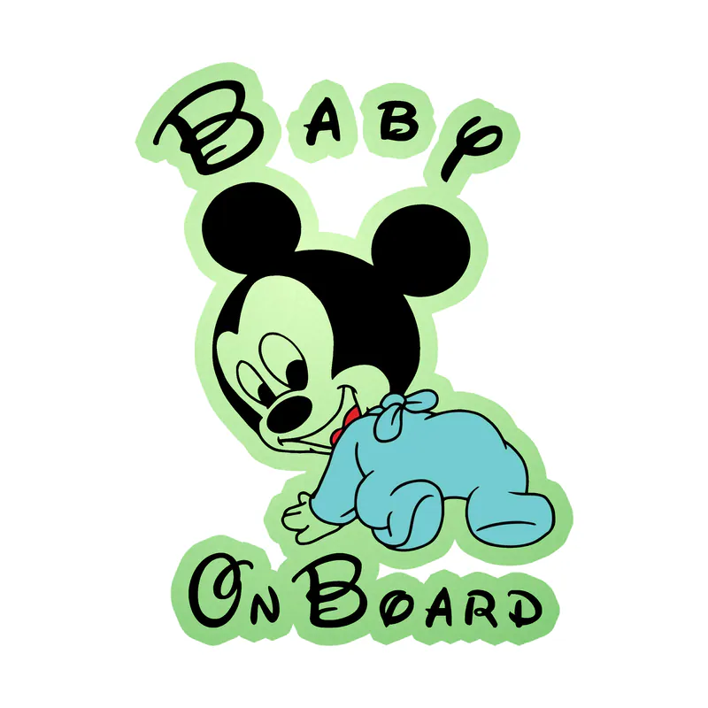 Mickey Baby on Board Glow in the Dark Vinyl Sticker - Custom Size