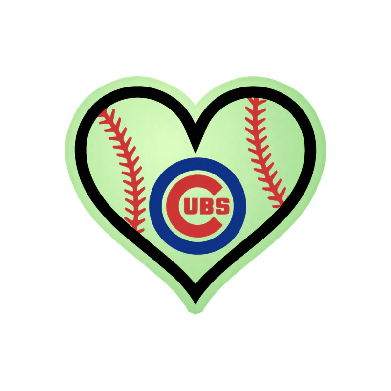 Chicago Cubs - Baseball Heart - Glow in the Dark Vinyl Sticker - Custom Size