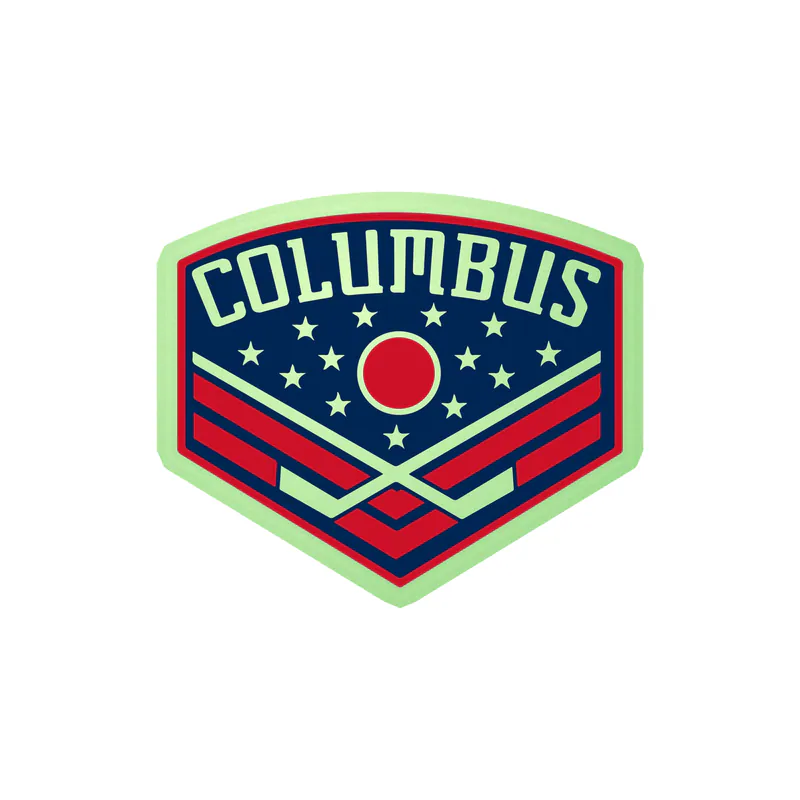 Columbus Blue Jackets - Curved Triangle With Columbus - Glow in the Dark Vinyl Sticker - Custom Size