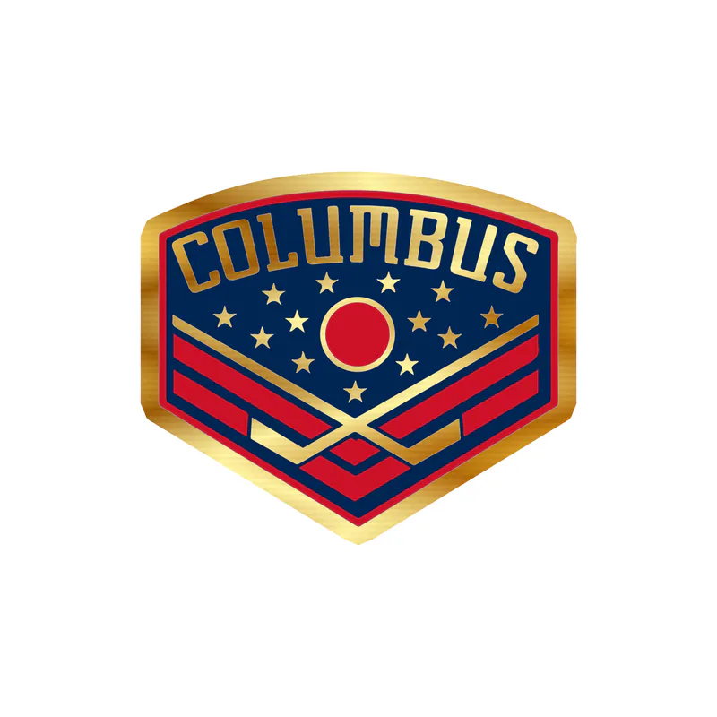 Columbus Blue Jackets - Curved Triangle With Columbus - Gold Chrome Vinyl Sticker - Custom Size