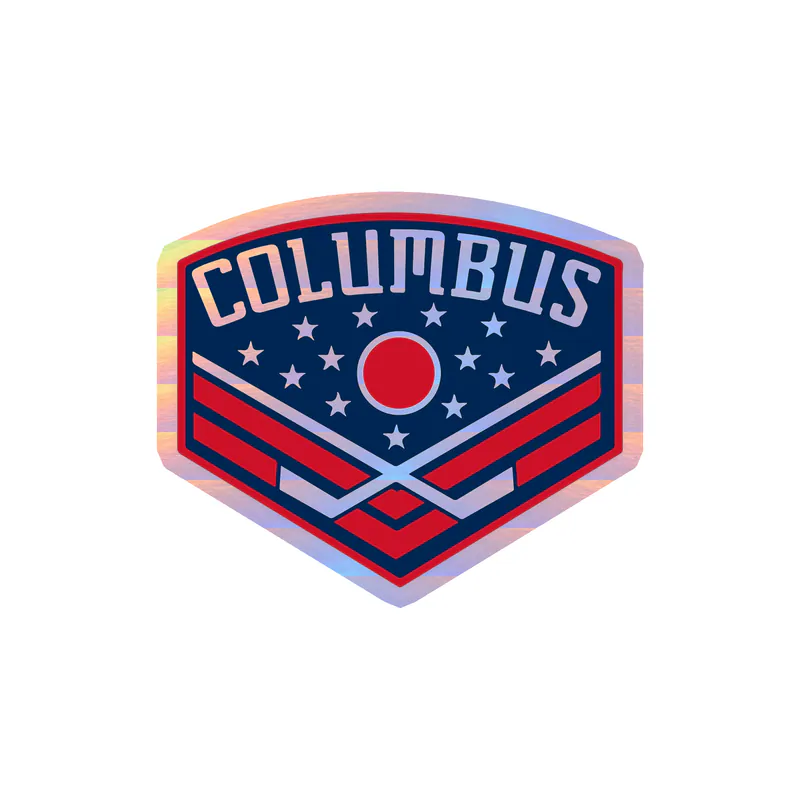 Columbus Blue Jackets - Curved Triangle With Columbus - Holographic Vinyl Sticker - Custom Size