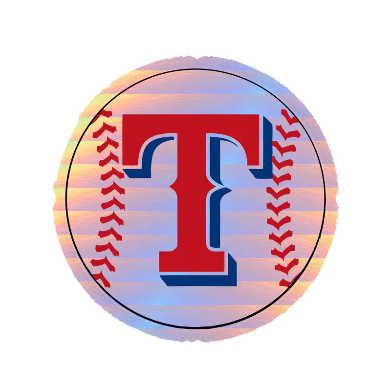 Texas Rangers - Baseball With T - Holographic Vinyl Sticker - Custom Size