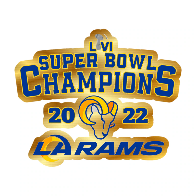 Los Angeles Rams Super Bowl Champion Gold Chrome Vinyl Sticker - Custom Size