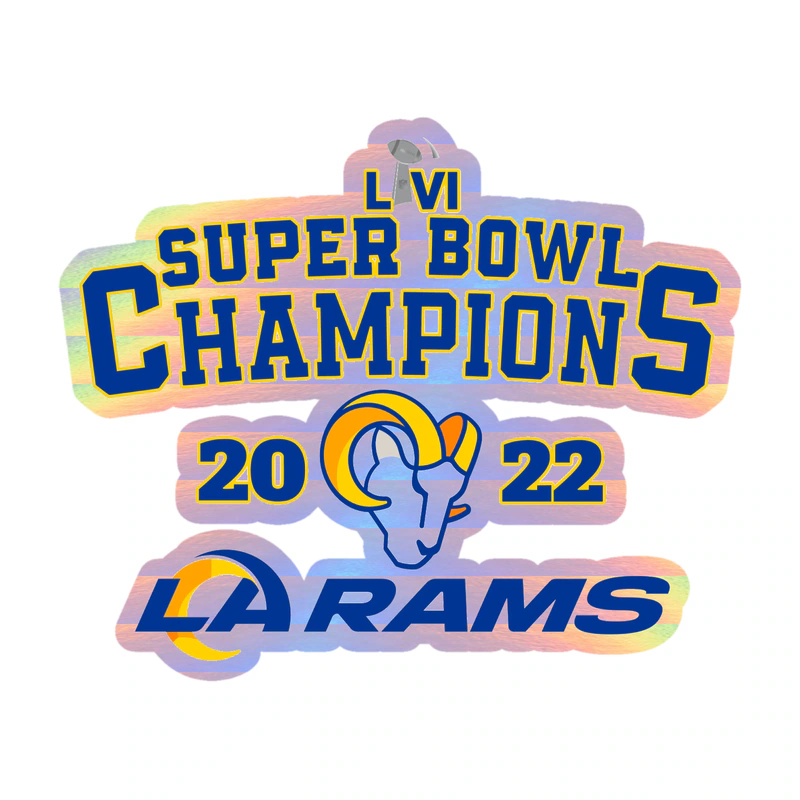 Los Angeles Rams Super Bowl Champion Holographic Vinyl Sticker - Custom Size