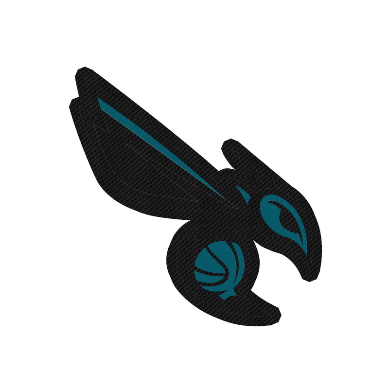 Charlotte hornets - Hornet Side- Carbon Fiber Vinyl Sticker - Custom Size
