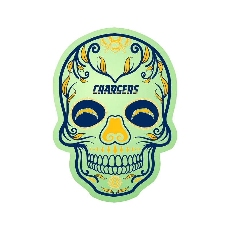 Los Angeles Chargers - Sugar Skull - Glow in the Dark Vinyl Sticker - Custom Size