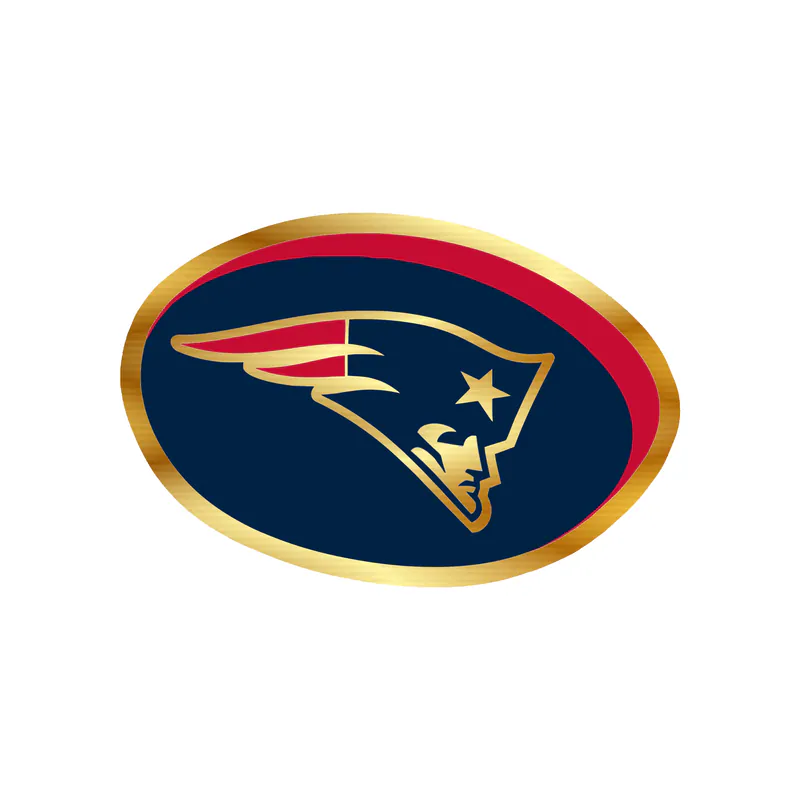 New England Patriots - Oval With Head - Gold Chrome Vinyl Sticker - Custom Size