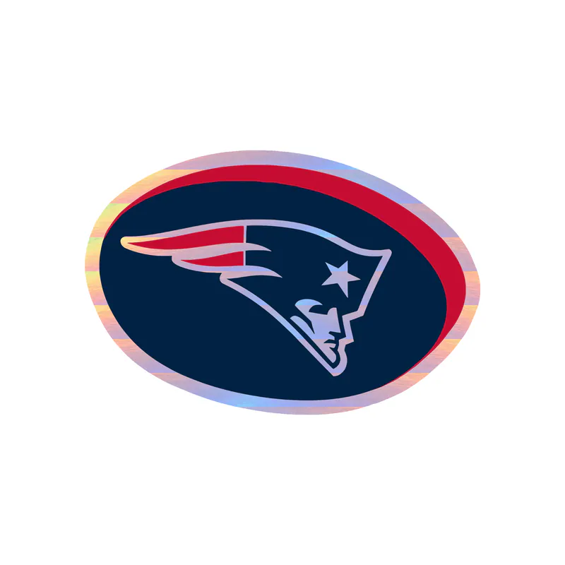 New England Patriots - Oval With Head - Holographic Vinyl Sticker - Custom Size
