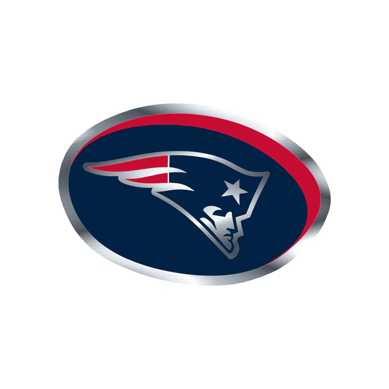 New England Patriots - Oval With Head - Silver Chrome Vinyl Sticker - Custom Size